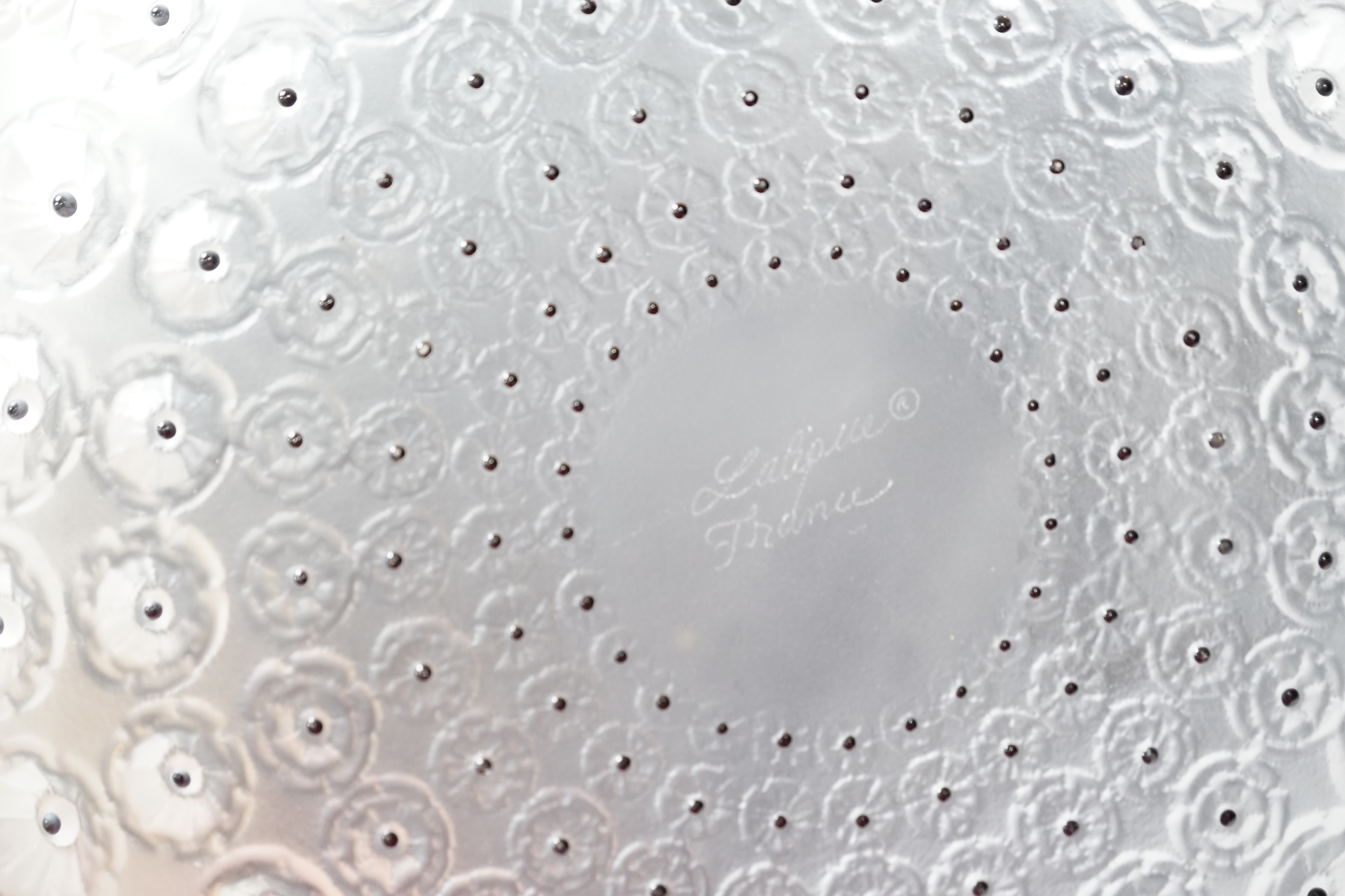 A Lalique Nemours pattern large centre bowl with box, signed to the base, 25cm in diameter